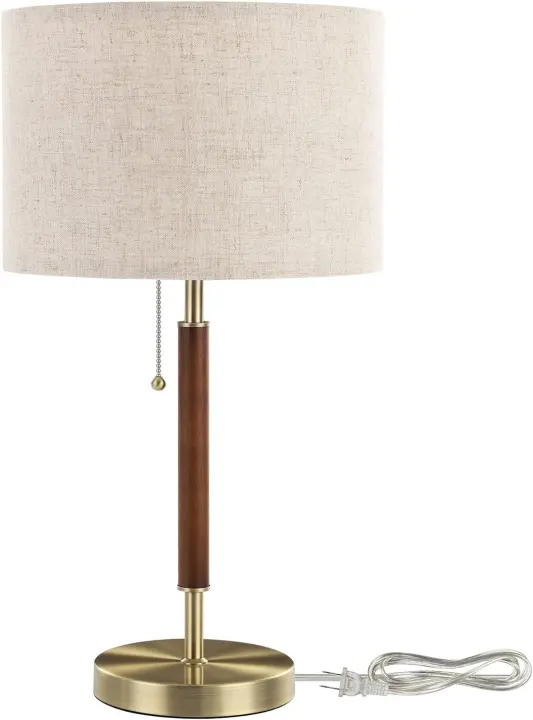 EDISHINE Mid-Century Bedside Table Lamp with Pull Chain — E26